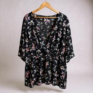 Torrid Y2K Babydoll Top 3X 3XL Black Butterfly Fairy Whimsigoth Grunge Flowy